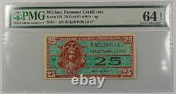 Serie 521 Military Payment Certificate 25 Cent Note PMG 64 Choice UNC EPQ