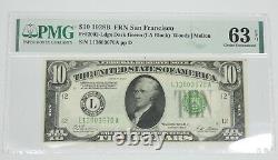 Series 1928-B $10 Fed Res Note L-District SF PMG 63 Choice Unc EPQ Fr#2002-L