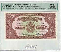 Tonga 4 Shillings 1966 Pick# 9e PMG 64 Choice UNC. #PL2032
