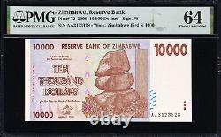Zimbabwe 10000 (10,000) Dollars 2008 Pick-72 Choice UNC PMG 64